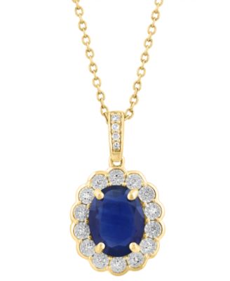 Emerald (1-1/2 ct. t.w.) & Diamond (1/10 ct. t.w.) Pendant in 14k Gold (Also Available in Ruby and Sapphire)