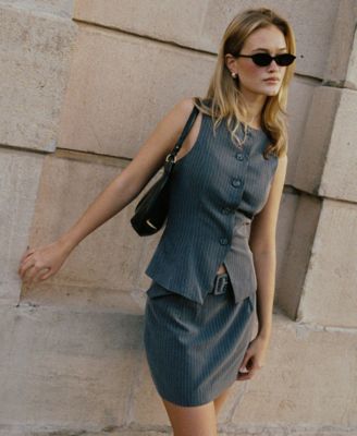 Women's Pinstripe Boat Neck Vest Top