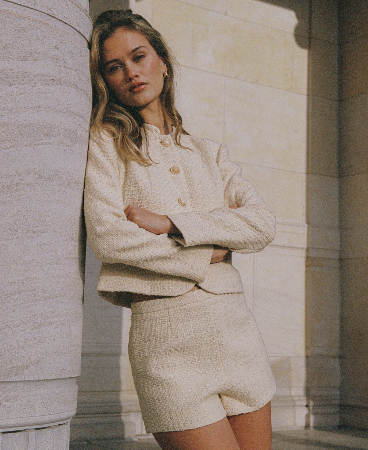 French Connection Women's Structured Curved Side Zipper Shorts