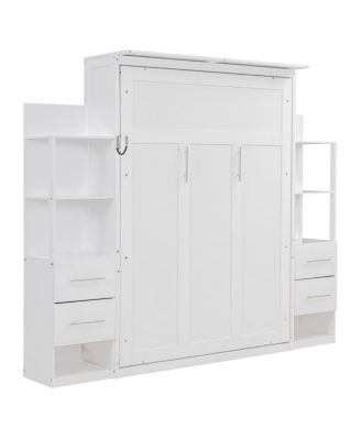 Streamdale  Furniture Full Size Murphy Bed Wall Bed with Shelves, Drawers and LED Lights