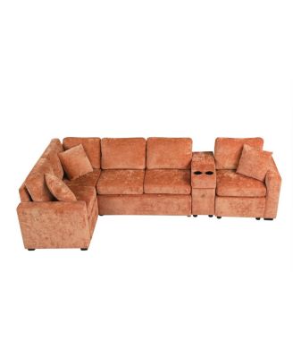 L-shaped Convertible Sofa Bed Modular Sectional with Pull-Out Bed