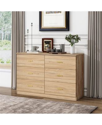 Modern 6-Drawer Dresser - Wide Chest of Drawers for Bedroom