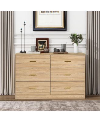 Modern 6-Drawer Dresser - Wide Chest of Drawers for Bedroom