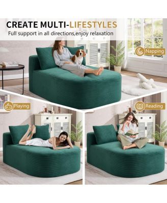 67.5" Chaise Lounge Indoor Corduroy Oversized Sleeper Sofa