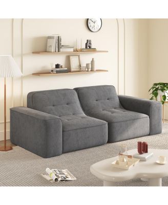83.6" Modular 3-Seater Sofa with Tufted Design & Sparkling Chenille