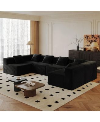 Modular Sectional Couch: Deep Seat, High-Density Foam, Upholstered, No Assembly