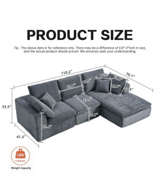 Modern L-Shaped Sectional Sofa with Chaise Lounge, Corduroy Couch