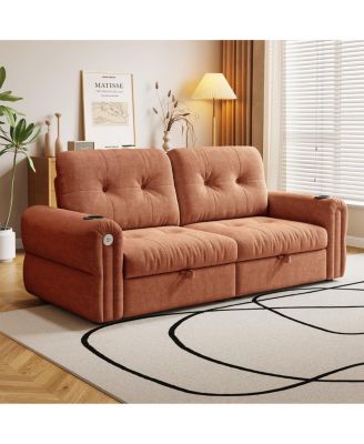 Multi-functional 80.4" Chenille convertible sofa bed for living rooms/bedrooms.