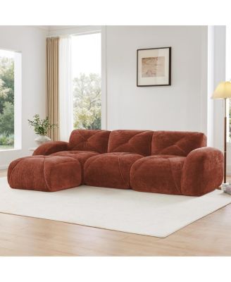 L-Shaped Velvet Sofa, Tufted, Ergonomic, High-Density Sponge, No Assembly