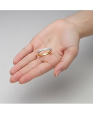 Timeless Clear CZ Chic Geometric Band Ring in Two-Toned Gold Plated