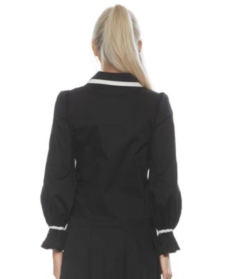 Women's Shannah Long Sleeve Dropped Contrast Collar Blouse