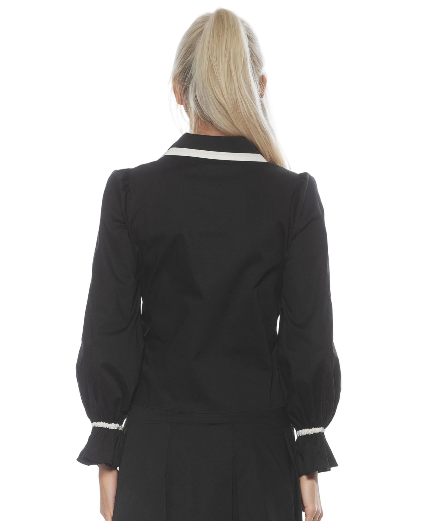 Женская блузка Alexia Admor Shannah Long Sleeve Dropped Contrast Collar, цвет: Чёрный — фото 3