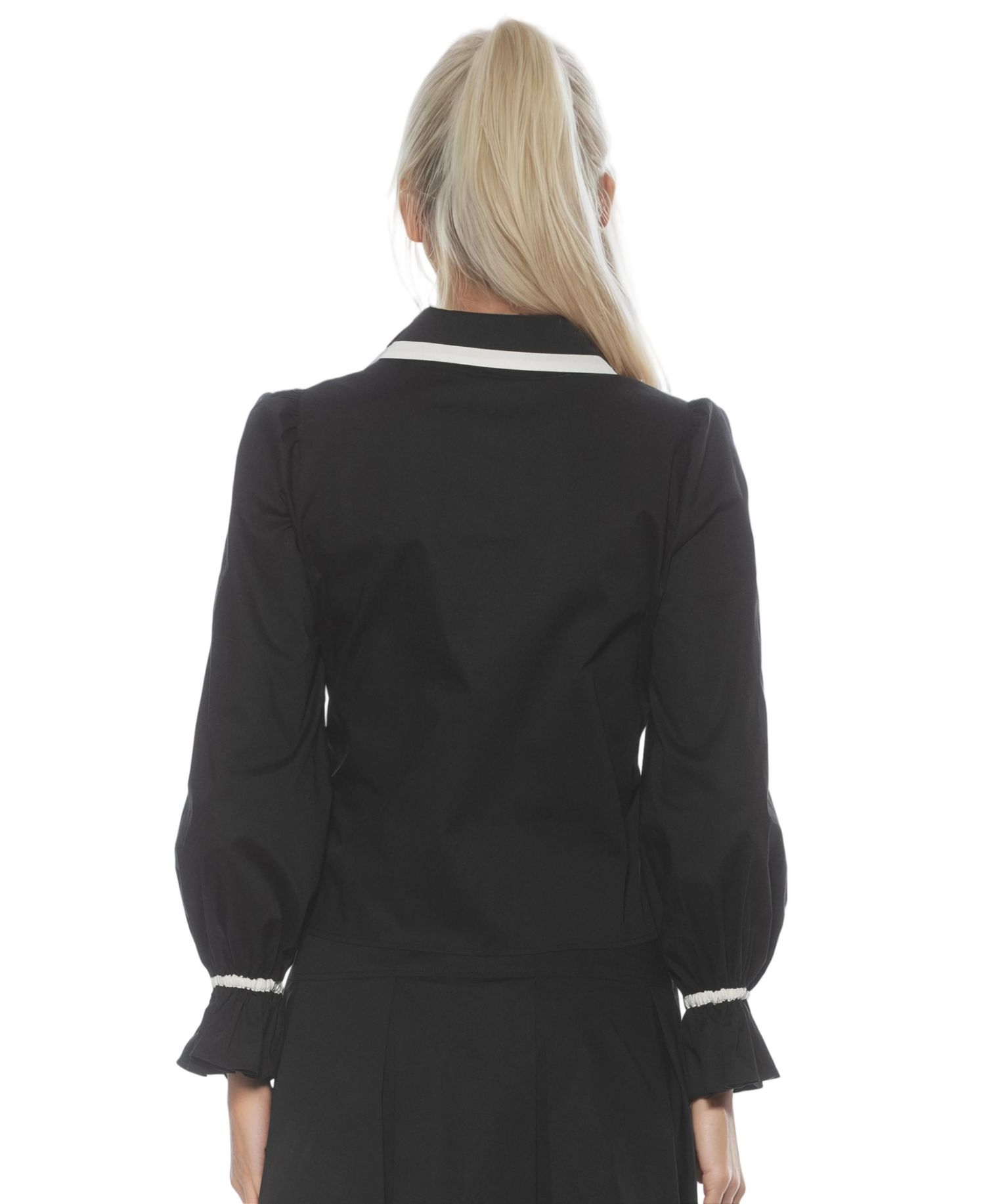 Women's Shannah Long Sleeve Dropped Contrast Collar Blouse
