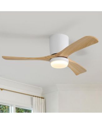 42-inch Minimalist White 3-Blade Flush Mount Ceiling Fan with Light Remote Control and Timing Function