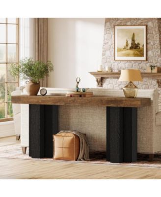 63-Inch Console Table for Entryway, Farmhouse Entryway Table with Sturdy Legs, Narrow Long Sofa Console Behind Couch