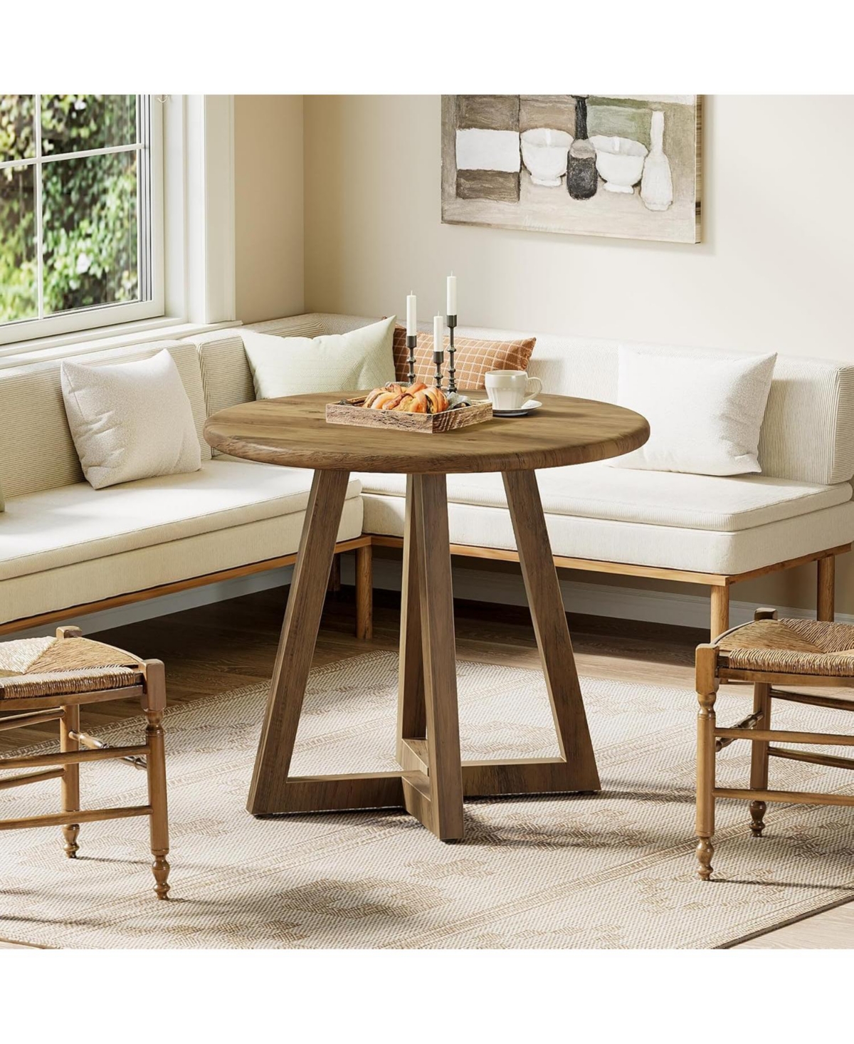 Tribesigns Small Round Dining Table for 2-4 People, 31.5-Inch Kitchen Table for Dining Room, Living Room