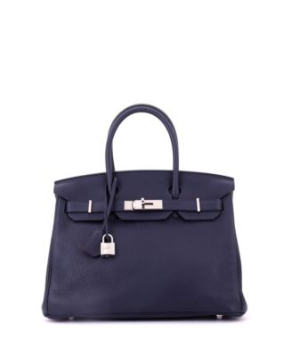 Birkin 30 Handbag Verso Clemence with Palladium Hardware