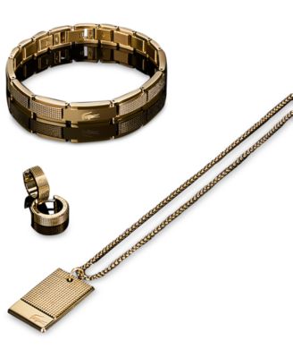 Men's Stencil Gold-Tone Stainless Steel Bracelet