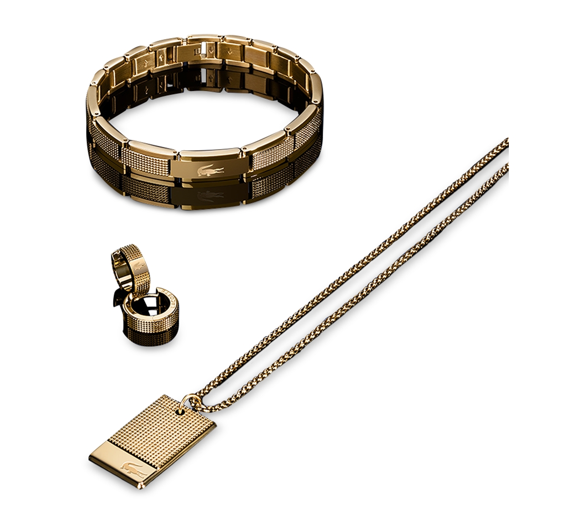 Lacoste Men's Stencil Gold-Tone Stainless Steel Bracelet