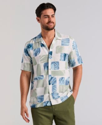 Men's Water Color Tropical Geometric Short-Sleeve Shirt