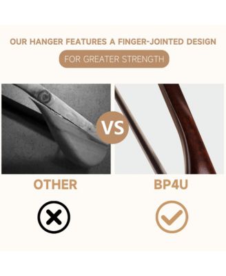 Wooden Suit Hangers with Pants Bar for Women's Clothes, 16-Inch Wide Shoulder Solid Wood Coat Hangers for Jackets, Shirts, Trousers