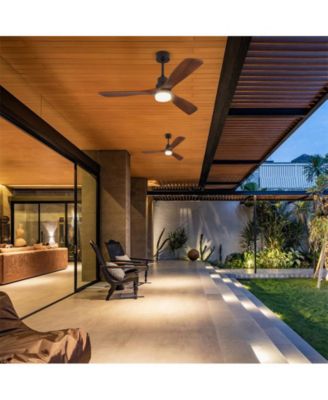 52-inch Modern Brown 3-Blade Ceiling Fan with Remote Control and Light Kit