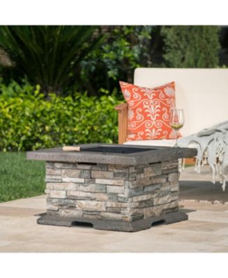 28 Inch Square MGO Fire Pit Outdoor Elegant Design Heat Resistant Iron Fire Bowl No Assembly Required