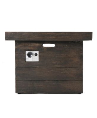 32 Inch Square MGO Fire Pit Brown Wood Pattern 40000 BTU Outdoor Propane Fire Table