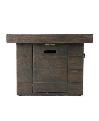 32 Inch Square MGO Fire Pit Brown Wood Pattern 40000 BTU Outdoor Propane Fire Table