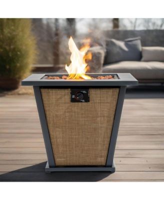 28 Inch Propane Gas Fire Pit Table 50000 BTU Square Steel Brown Industrial Natural Style for Outdoor Patio Garden