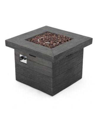 32 Inch Square MGO Fire Pit Grey Wood Pattern 40000 BTU Outdoor Propane Fire Table