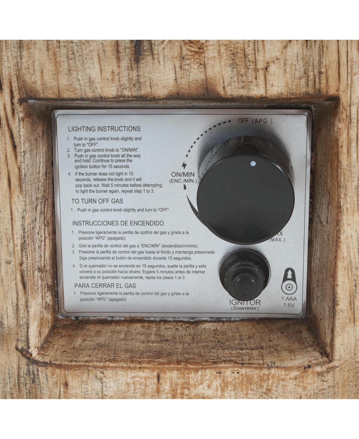 Flynama 30000 Btu Patio Mgo Propane Fire Pit Wood Pattern Brown Round Design Adjustable Flame No Assembly