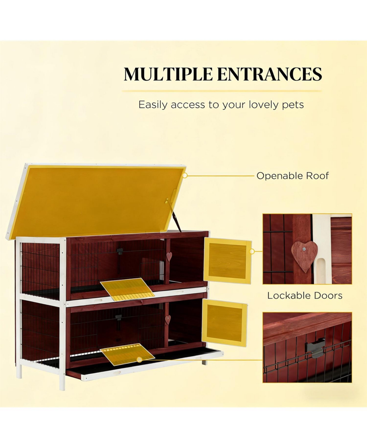 Aostirmotor Elevated Outdoor Cat Hutch - Raised, Dry & Secure Wooden Shelter