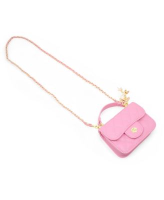 Girls Tiny Quilted Ballet Charm Handbag, Pink