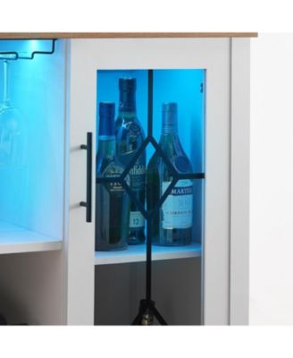 Wine Bar Cabinet with LED Lights, Coffee Bar Storage, Buffet Sideboard for Dining Room & Kitchen