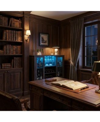 Wine Bar Cabinet with LED Lights, Coffee Bar Storage, Buffet Sideboard for Dining Room & Kitchen