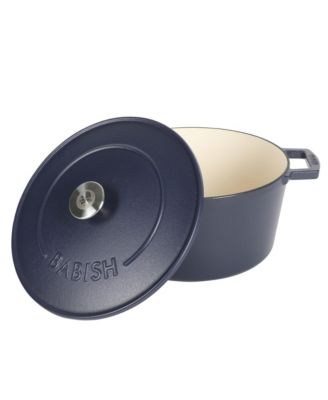 6 Qt Round Matte Enamel  Cast Iron Dutch Oven Pot With Lid - Blue