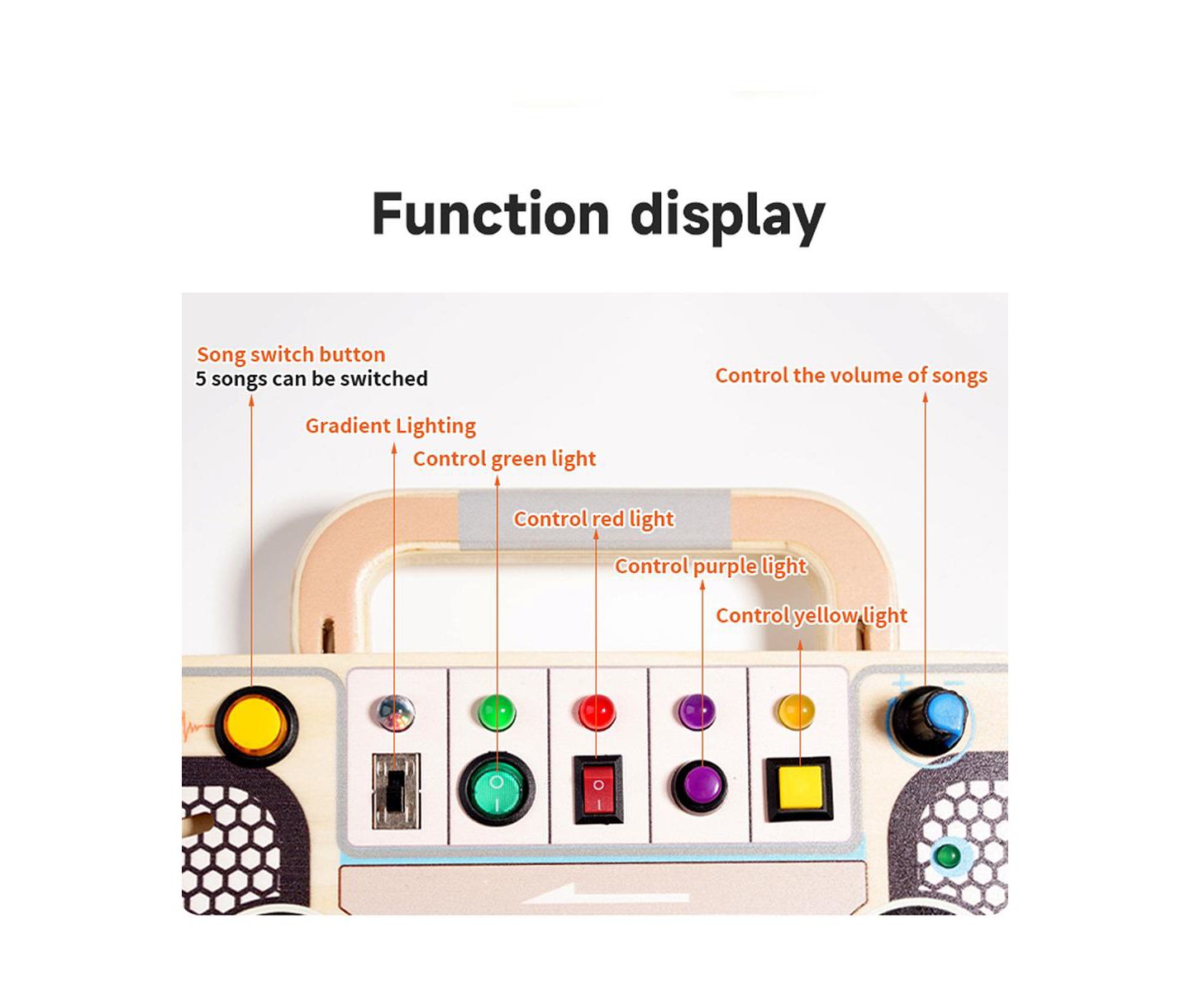 Детская игрушка Bruce & Shark Interactive Light & Sound Montessori Busy Board, Ages 1+, цвет: Коричневый — фото 6