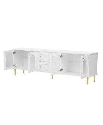 Modern TV Stand with 2 Drawers & 2 Cabinets, Up to 80