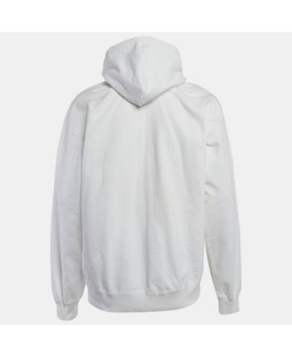 Men's White Logo Paint Cotton Knit Oversized Hoodie
