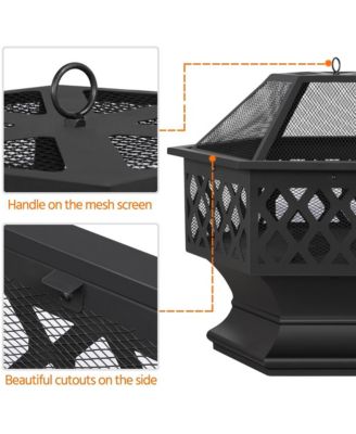 24in Heavy Duty Fire Pit for Outdoor Patio Backyard