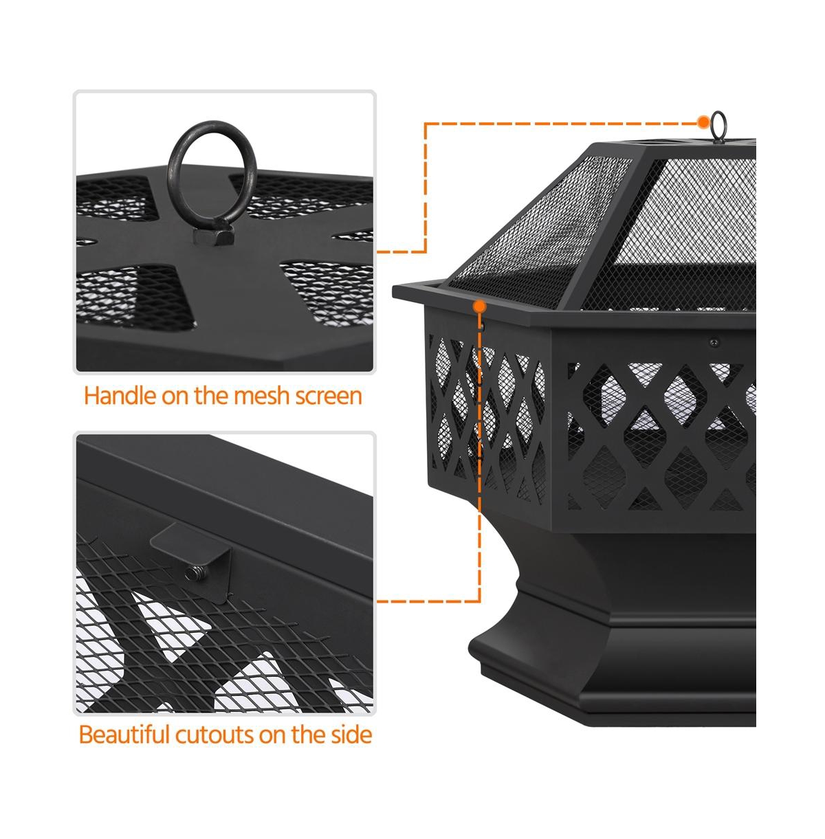 Yaheetech 24in Heavy Duty Fire Pit for Outdoor Patio Backyard