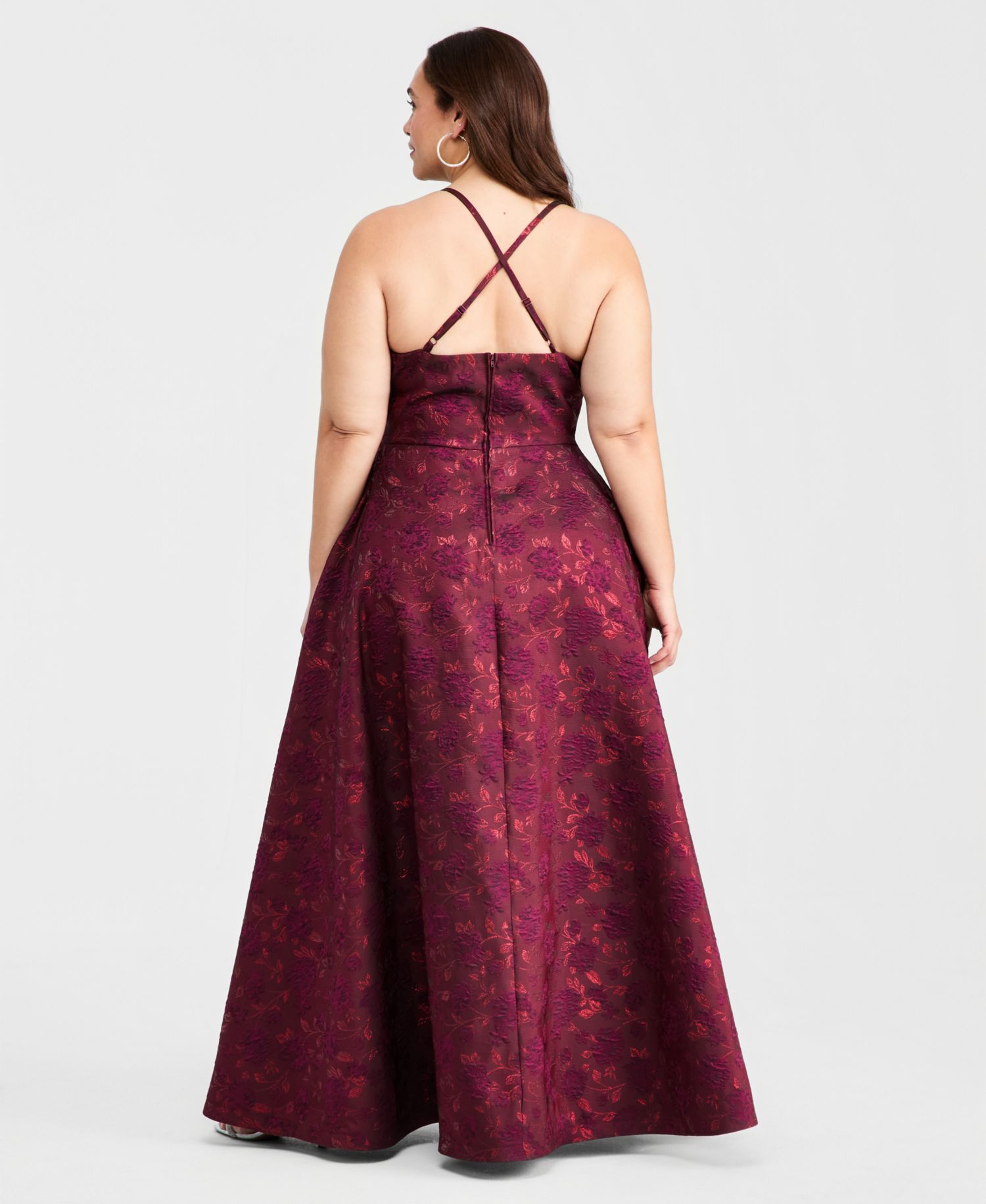 Trendy Plus Size Scoop-Neck Jacquard Gown