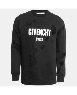 Men's Black Destroyed Effect Cotton Sweatshirt