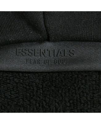 Men's Essentials Black Embroidered Cotton Zip-Up Sweatshirt