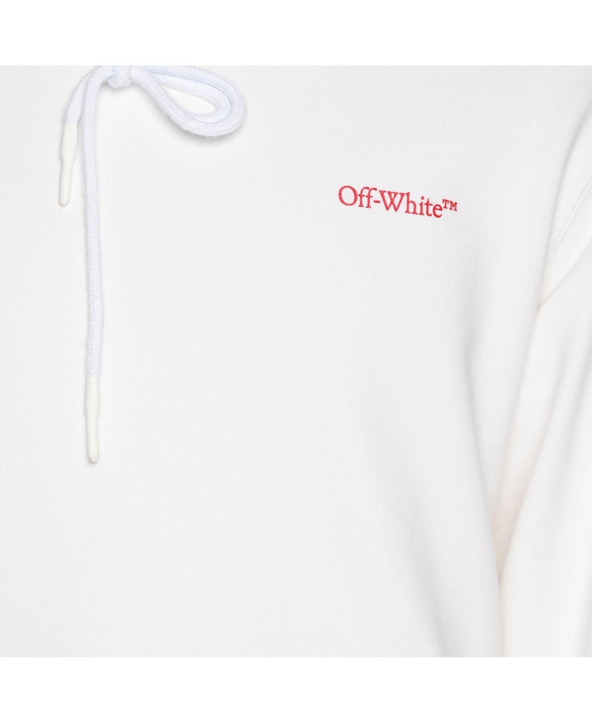 Pre-Owned Off-White Men's White Logo Embroidered Jersey Hoodie Jacket