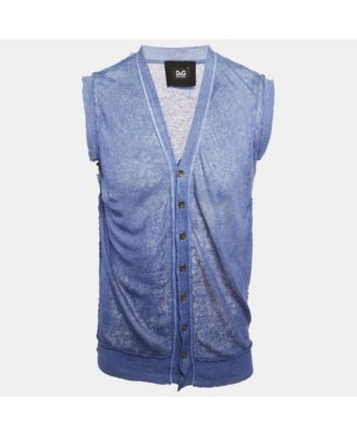 Men's Blue Ombre Knit Sleeveless Vest