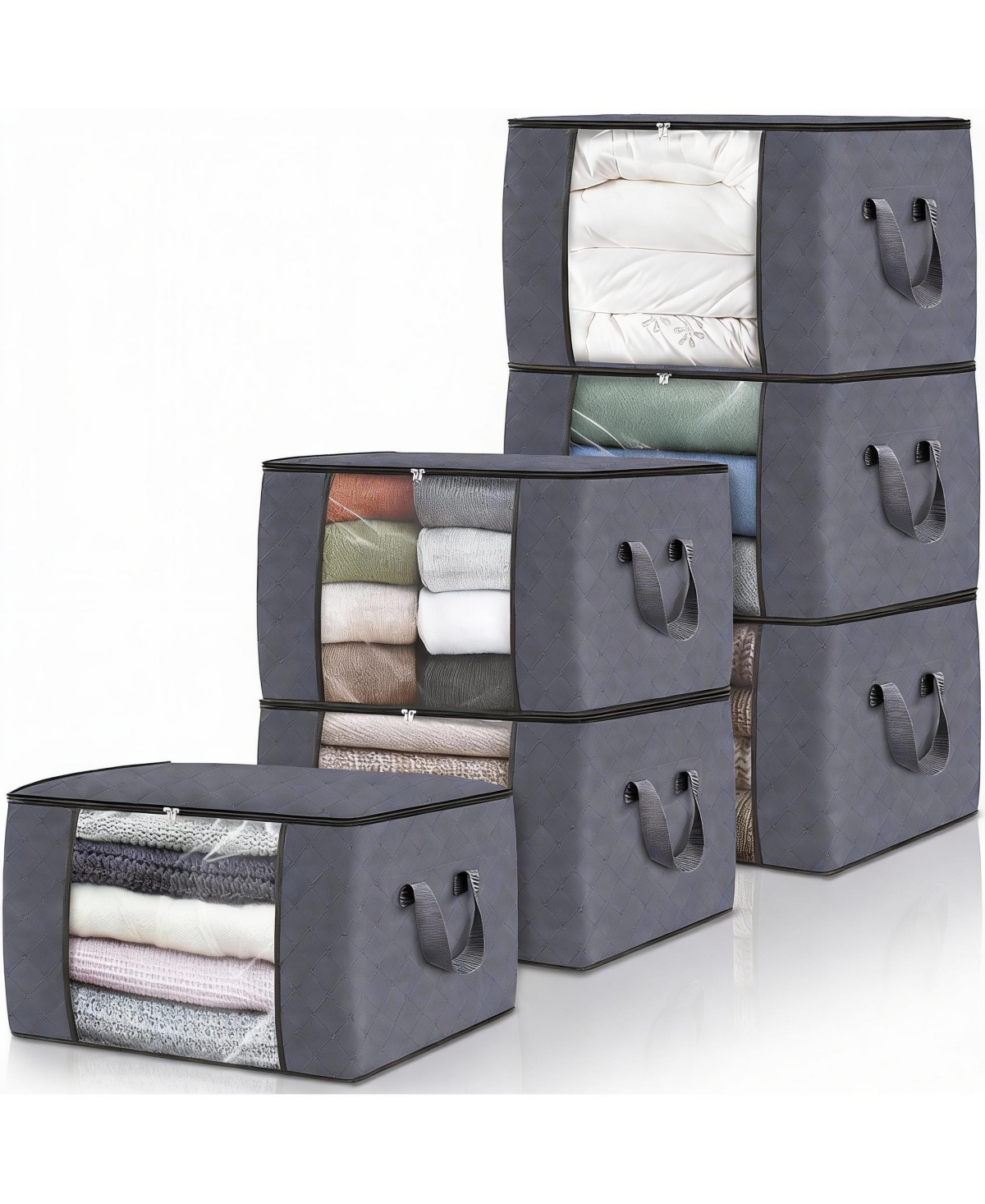 Yigii 17 Gallon, Reinforced Handles, Non-Woven Fabric Storage Bags - Grey