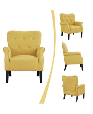 Upholstered Mid-century Modern Accent Chair, Yellow