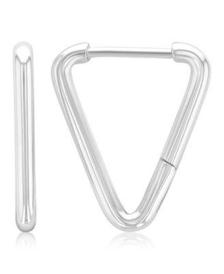 Roxy Waterproof Platinum 18mm Triangle Huggie Earrings - Platinum